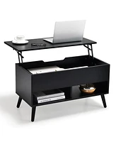 Gouun 31.5 Inch Lift Top Table with Hidden Compartment and 2 Storage Shelves