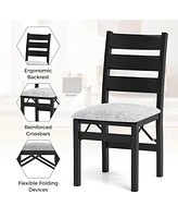 Gouun Modern Upholstered Folding Chairs Set of 2 with Comfy Backrest