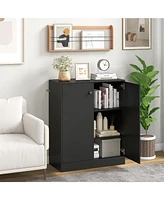 Gouun 2-Door Modern Floor Storage Cabinet with 3-Tier Shelf