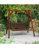 Gouun 3-Person Wooden Outdoor Porch Swing with 800 lbs Weight Capacity