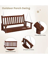 Gouun 3-Person Wooden Outdoor Porch Swing with 800 lbs Weight Capacity