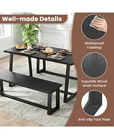 Gouun Large Dining Table with Heavy-duty Metal Frame and Anti-slip Foot Pads