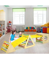 Gouun 5 in 1 Kids Triangle Climber Play Gym Set with 2 Ramps