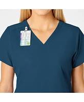 Wink Women's W123 Flex Back Stylized V-Neck Scrub Top, Red, S Regular