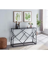 Kings Brand Furniture – Macon Modern Console Sofa Table, Black Metal Frame & Gray Wood - Perfect for Entryways and Living Rooms