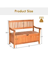 Gouun 33 Gallon Wooden Storage Bench with Liner for Patio Garden Porch