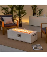 Gouun 42 Inch 50 000 Btu Rectangle Terrazzo Fire Pit Table with Pvc Cover