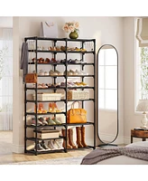 Tribesigns Shoe Rack Organizer, 36-44 Pairs Shoe Storage Shelf, 10 Tiers Shoe Stand, Shoe Rack for Closet, Boot Organizer with 2 Hooks, Stackable Shoe