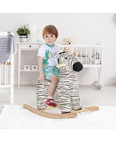 Qaba Kids Rocking Horse, Zebra Shaped Ride on Horse with Realistic Sound