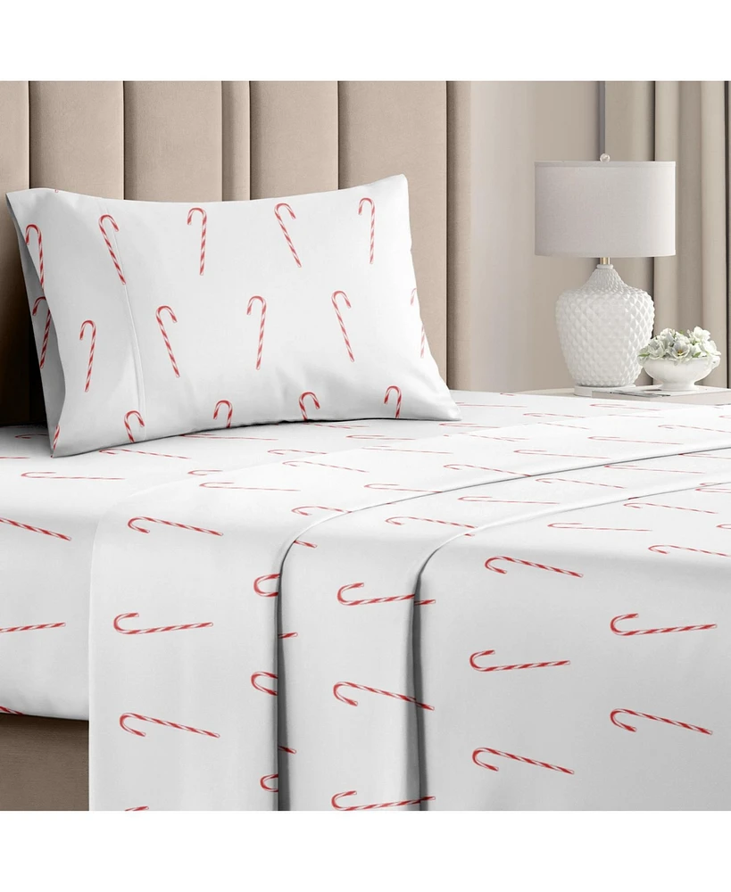 Cgk Unlimited Christmas 4 Piece Microfiber Sheet Set (Twin / Candy Cane)