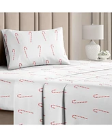 Cgk Unlimited Christmas 4 Piece Microfiber Sheet Set (Twin / Candy Cane)