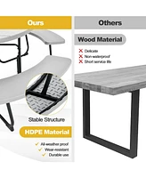 Gouun 8-Person Outdoor Picnic Table and Bench Set with Umbrella Hole