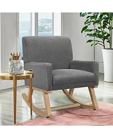 Gouun Upholstered Rocking Chair with and Solid Wood Base