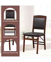 Gouun Set of 2 Folding Dining Chairs with Padded Seat and High Backrest