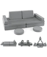 Gouun 10-Piece Kids Play Couch Sofa with Portable Handle