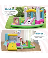 Gouun Inflatable Bounce House Bouncy Castle with Slide and Obstacle and Ball Pit with 480W Blower