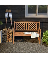 Gouun 2-Person Wooden Outdoor Bench with Cozy Armrest and Backrest