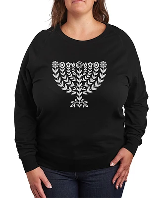 Hybrid Apparel Plus Trendy Decorative Menorah Graphic Pullover Top