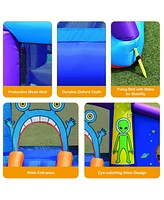 Gymax Inflatable Bouncer Alien Bounce House Kids Jump Slide Ball Pit Without Blower