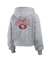 Wear by Erin Andrews Women's Heather Gray San Francisco 49ers Speckled Fleece Cropped Full-Zip Hoodie