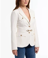 Bebe Women's Belted Utilitarial Blazer Jacket