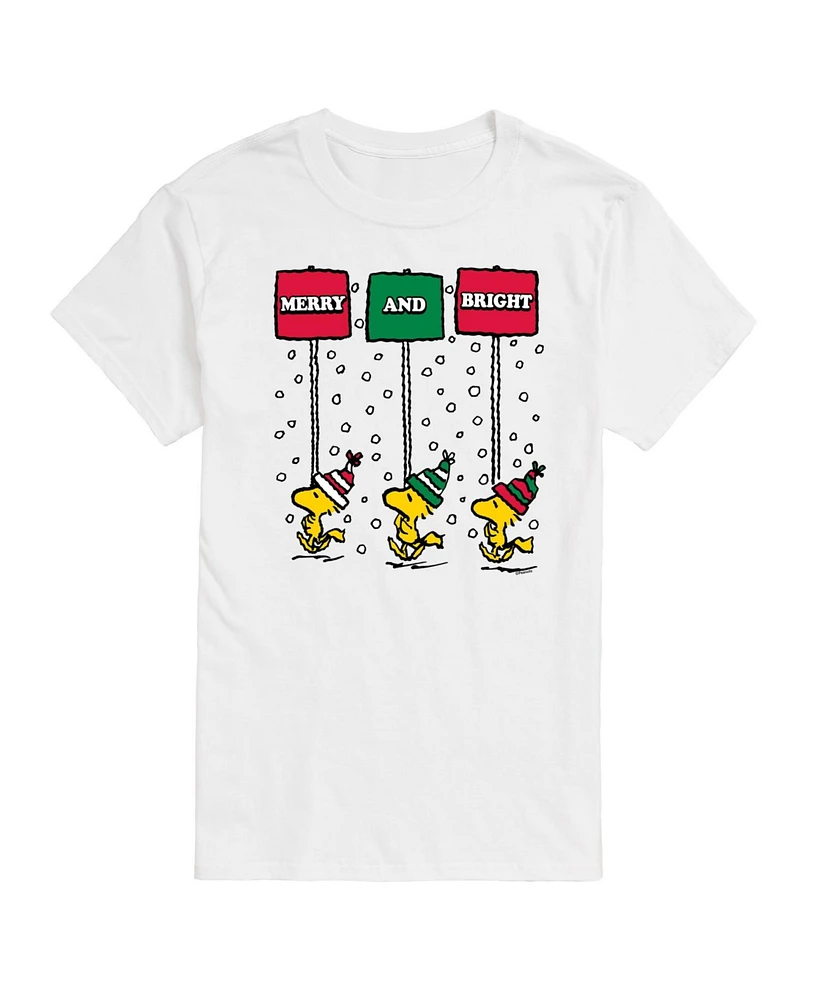 Airwaves Men's Peanuts Merry and Bright Short Sleeve Tee