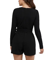 Bebe Women's Snap Detail Belted Romper