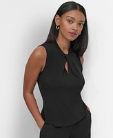 Dkny Petite Twisted-Neck Keyhole-Cutout Sleeveless Top