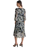 Dkny Women's Printed Surplice-Neck Chiffon Dress