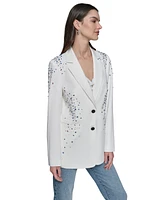 Karl Lagerfeld Paris Women's Embellished Notch-Lapel Blazer