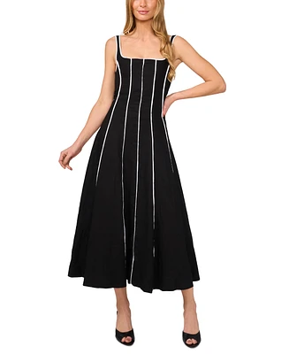 1.state Women's Contrast-Trim Square-Neck Maxi Dress