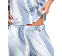 Midnight Bakery Women's Emberly Striped Satin Pajama Set