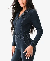 True Religion Women's Skinny Long Sleeve Moto Jumpsuit