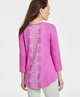 Jm Collection Women's Printed 3/4-Sleeve Top, Exclusively at Macy's