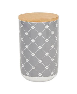 Bone Dry Ceramic Pet Treat Canister Trellis Paw