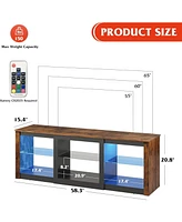 Wlive TV Stand with Led Lights for Tvs up to 65 inch Entertainment Center Glass Shelves Modern Console Living Room Media Stor