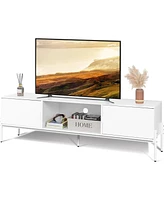 Wlive Modern Tv Stand for 65 Inch Mid Century Entainment Center with Storage Console Open Shelf and 2 Cabinets Bedroom Living Room