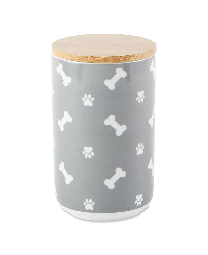 Bone Dry Ceramic Pet Treat Canister Tossed & Paw Print