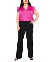 Vince Camuto Plus V-Neck Flutter-Sleeve Blouse, Exclusively at Macy's