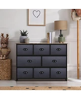 Sorbus 8 Drawers Wide Dresser - Organizer Unit with Steel Frame Wood Top and handle
