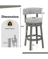 Gouun 31 Inch Swivel Bar Stool with Upholstered Back Seat and Footrest-31 inches