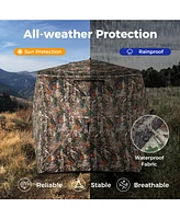 Gouun 82 Inch Tall Hunting Blind 270° One Way See Through Ground Tent for 3-4 People