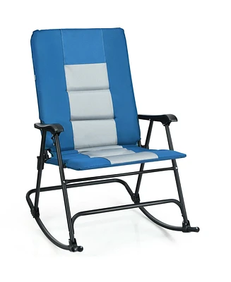 Gouun Foldable Rocking Padded Portable Camping Chair with Backrest and Armrest