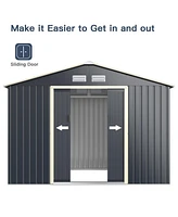 Gouun 9 x 6 Feet Metal Storage Shed for Garden and Tools