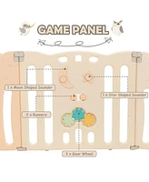 Gouun Kids 14-Panel Playpen Activity Center Foldable Play Yard with Lock Door