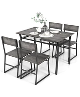 Gouun 5 Piece Dining Table Set with Storage Rack and Metal Frame