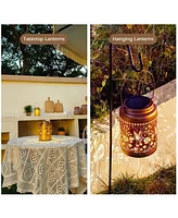 LAGarden Mushroom Solar Lantern Outdoor Hanging Waterproof Metal Decor Light Christmas Gifts Yard Patio Porch 2Pack