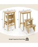 Gouun Boys 3-in-1 Rubber Wood Step Stool with Convenient Handle