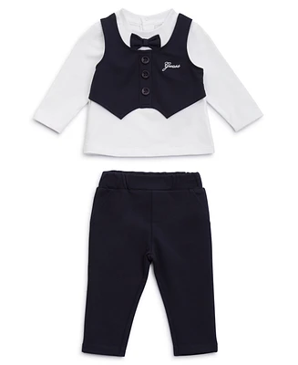 Guess Baby Boy T-Shirt with Attached Vest and Matching Pant, 2-Piece Set