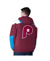 Starter Men's Burgundy Philadelphia Phillies Cooperstown Collection Charger Half-Zip Jacket